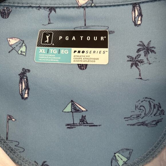 PGA Tour Blue Ocean Beach Golf Print Polo - Picture 3 of 8